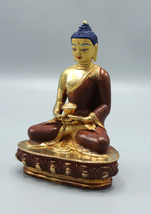 5.5-Inch Partly Gold Plated Amitabha Buddha Statue - 4