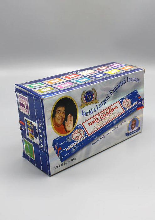 Satya Sai Baba Nag Champa Incense Sticks - Set of 12 Packs, 15g Each - 1