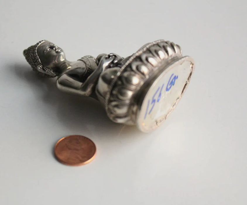 925 Silver Sterling Amitabha Buddha Statue - 8.5cm Tall - 1