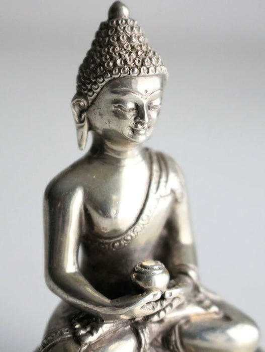 925 Silver Sterling Amitabha Buddha Statue - 8.5cm Tall - 5