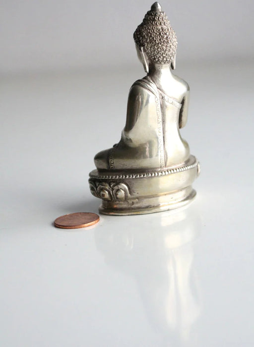 925 Silver Sterling Amitabha Buddha Statue - 8.5cm Tall - 2