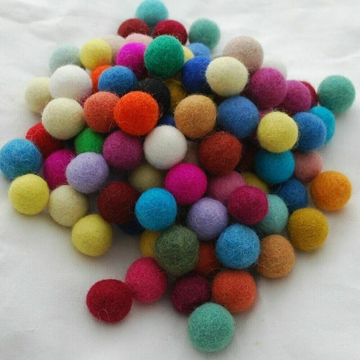 100% wool Pom Pom Felt Balls 1 cm home Crafts Assorted Multi Color, 100 balls