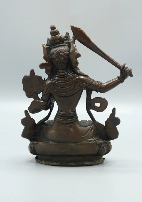 6-Inch Copper Manjushree Bodhisattva Statue - Handmade Traditional Craftsmanship - 2