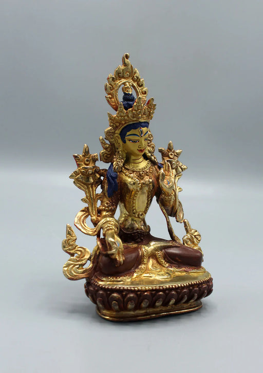 6-Inch Gold Plated White Tara Statue - Unique Artistry - 4