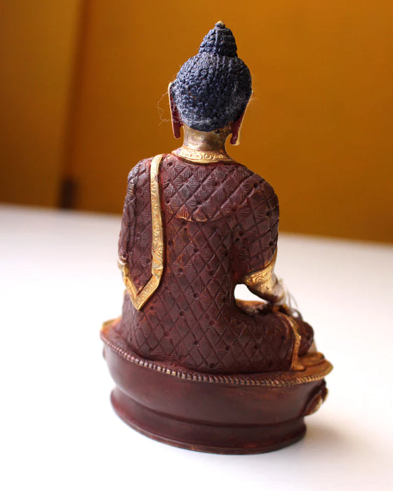 6-Inch Gold Plated Shakyamuni Buddha Statue - Handcrafted Masterpiece - 1