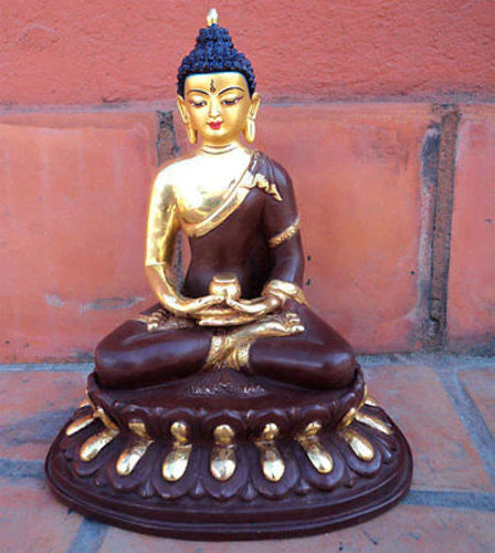 Amitabh Buddha Gold-Plated Copper Statue - Mastercrafted Meditation Art - 4