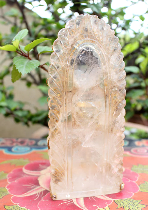 8 Inch Crystal Shakyamuni Buddha Statue with Gold-Plated Silver Robe - 2