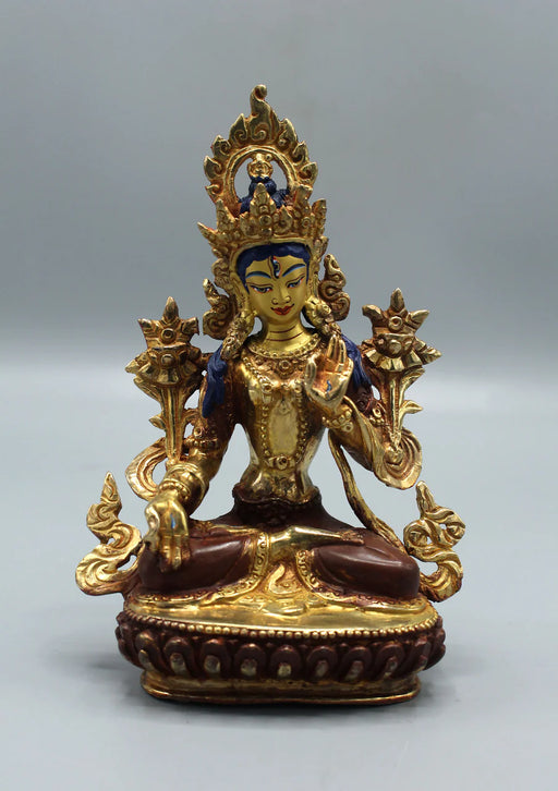 6-Inch Gold Plated White Tara Statue - Unique Artistry - 5