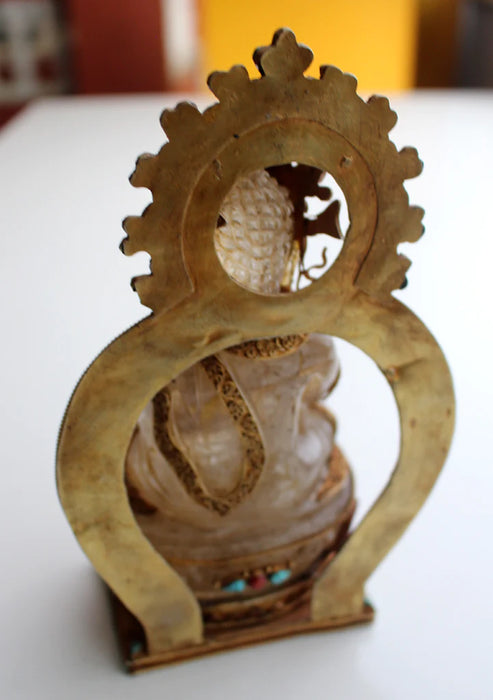 7-Inch Crystal Buddha Statue - Gold Plated Meditative Pose - 1