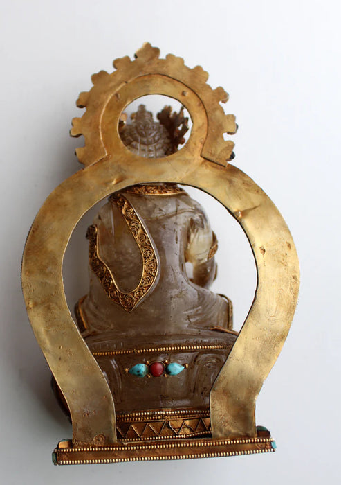 7-Inch Crystal Buddha Statue - Gold Plated Meditative Pose - 3