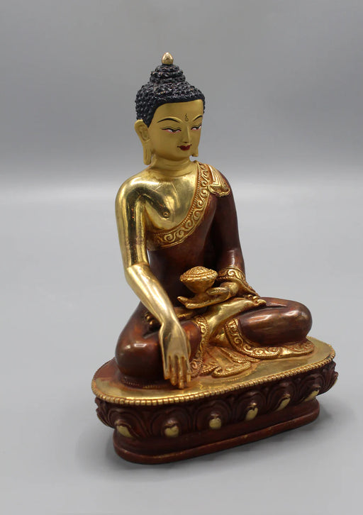 5.5-Inch Partly Gold Plated Akshobhya Buddha Statue - 4