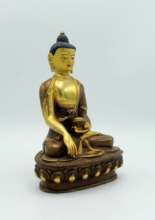 8 Inch Partly Gold Plated Copper Shakyamuni Buddha Statue - 4