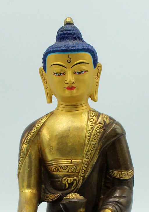 8 Inch Gold Plated Shakyamuni Buddha Statue - Copper Meditation Sculpture - 5