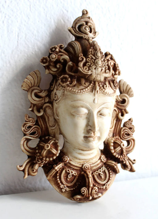 Resin Tara Mask Wall Art - Beautiful Tibetan Bodhisattva Hanging Decor - 2