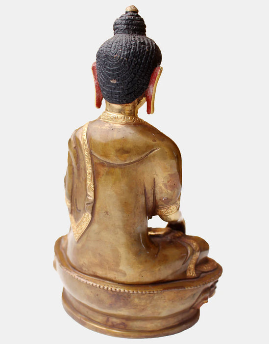 8-Inch Gold Plated Gautam Buddha Statue, Nepal - Sacred Teachings & Serenity - 1