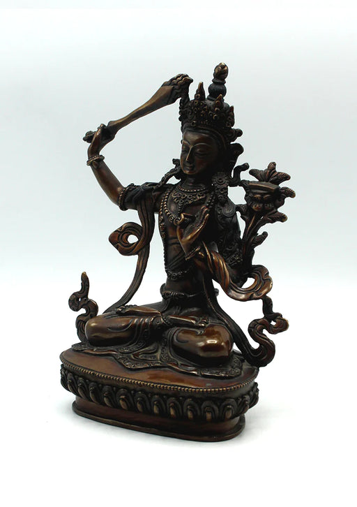 9" Manjushree God of Wisdom Copper Statue - Buddhist Art - 4