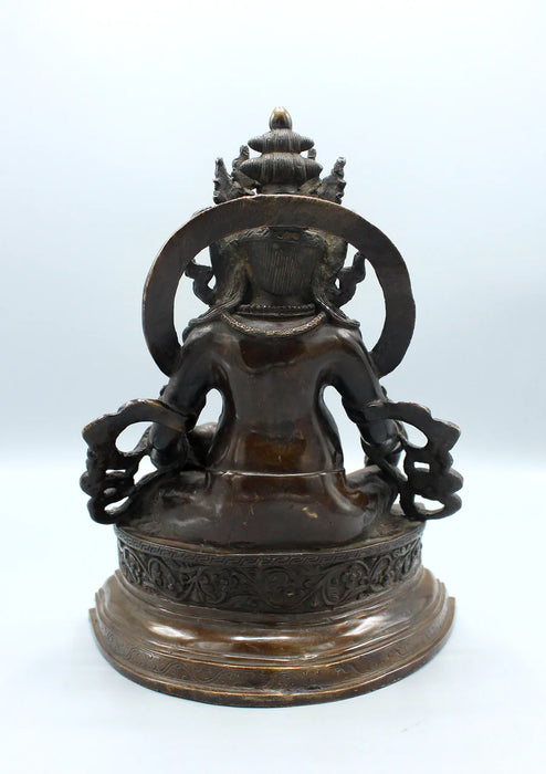 9-Inch Copper Kubera Jambahala Statue - God of Wealth and Prosperity - 2