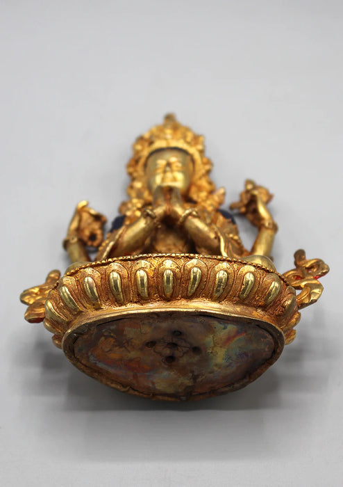 6 Inch Gold Plated Chenrezig Statue - Exquisite Artwork of Compassion - 1
