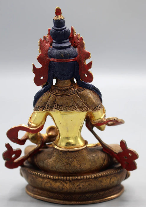 6 Inch Partly Gold Plated Copper Vajrasattva Statue - Handmade in Nepal - 2