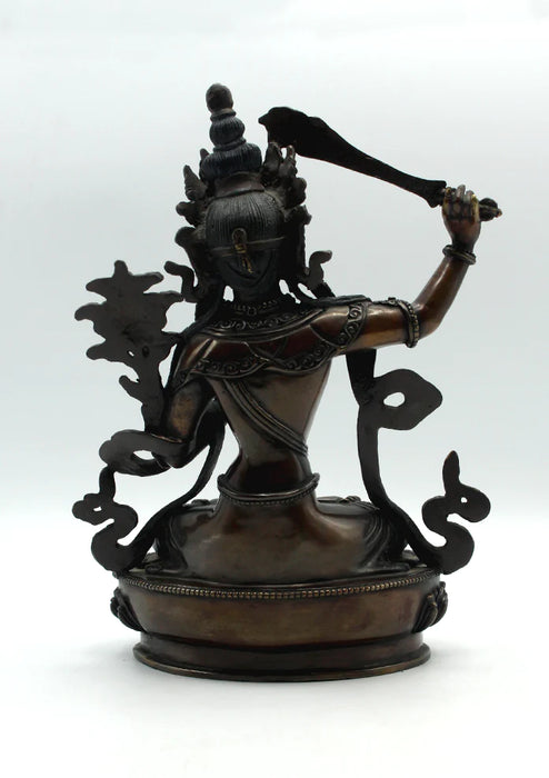 9" Manjushree God of Wisdom Copper Statue - Buddhist Art - 2