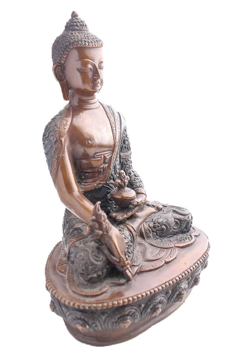 8.2 Inch High Healing Buddha Statue - Medicine Buddha Copper Sculpture - 3