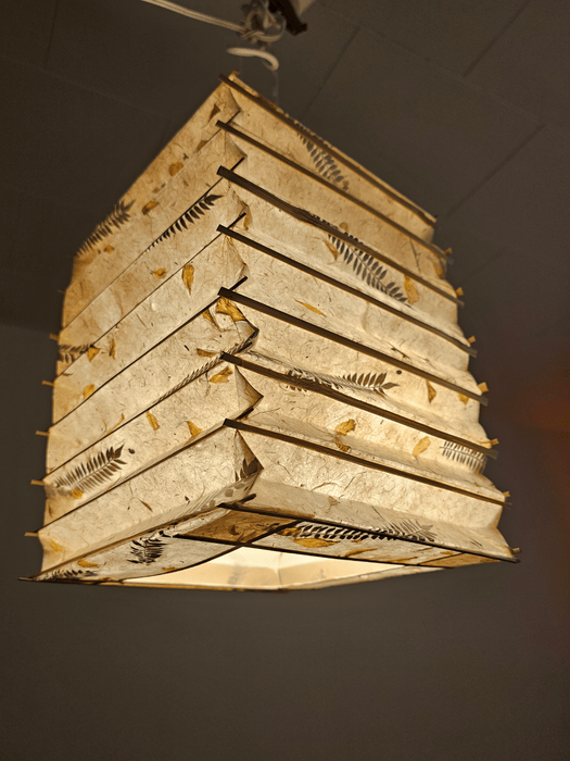 4 sided fern petal mix lampshade with bamboo