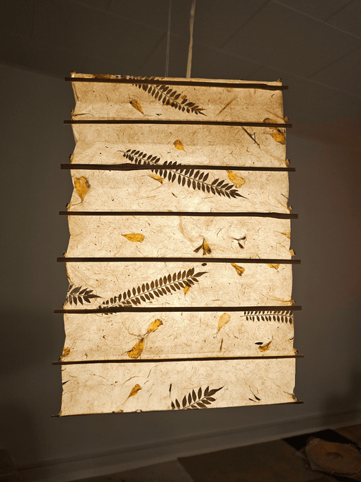 4 sided fern petal mix lampshade with bamboo