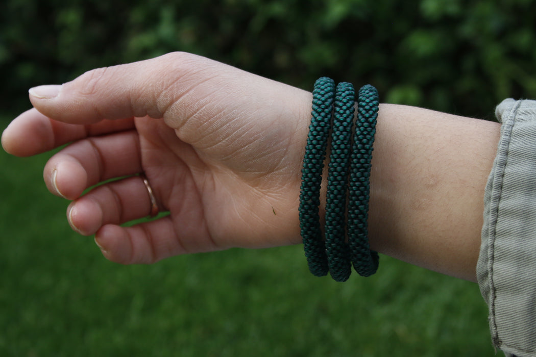 Green Matte Beads Handmade Nepal bracelet Set of 3 - 3