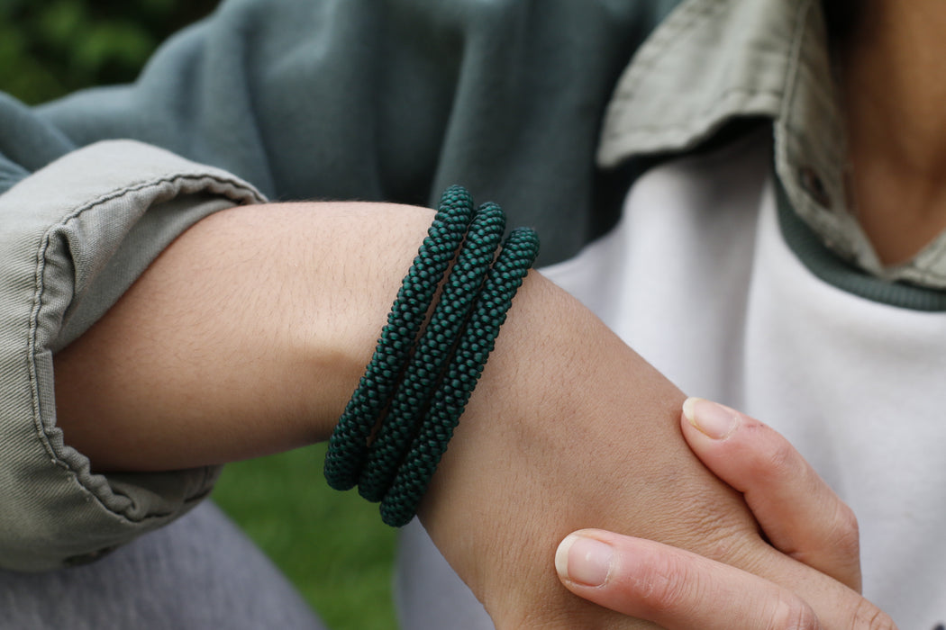 Green Matte Beads Handmade Nepal bracelet Set of 3 - 2