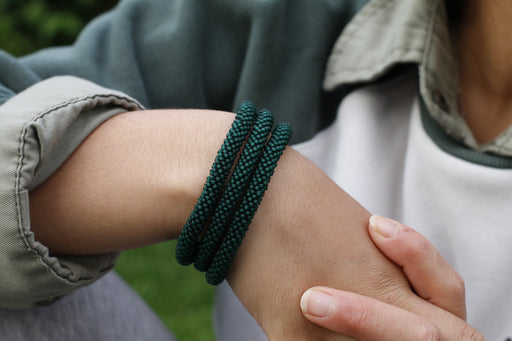 Green Matte Beads Handmade Nepal bracelet Set of 3 - 2