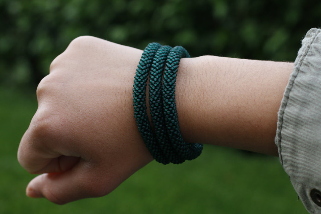 Green Matte Beads Handmade Nepal bracelet Set of 3 - 1