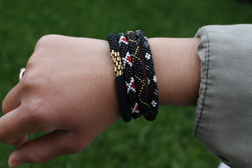 Black Color Mix Handmade Nepal bracelet Set of 4 - 3