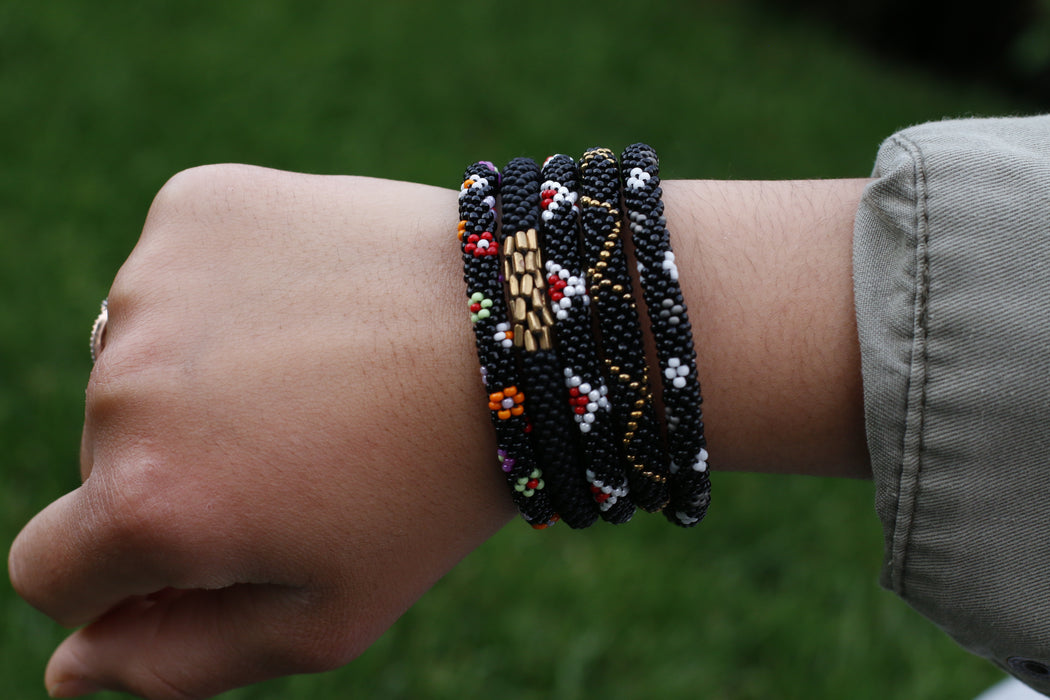 Black Color Mix Handmade Nepal bracelet Set of 5 - 1