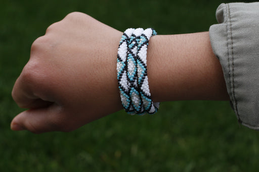 White Blue Diamond Turquoise Handmade Nepal bracelet Set of 3 - 2