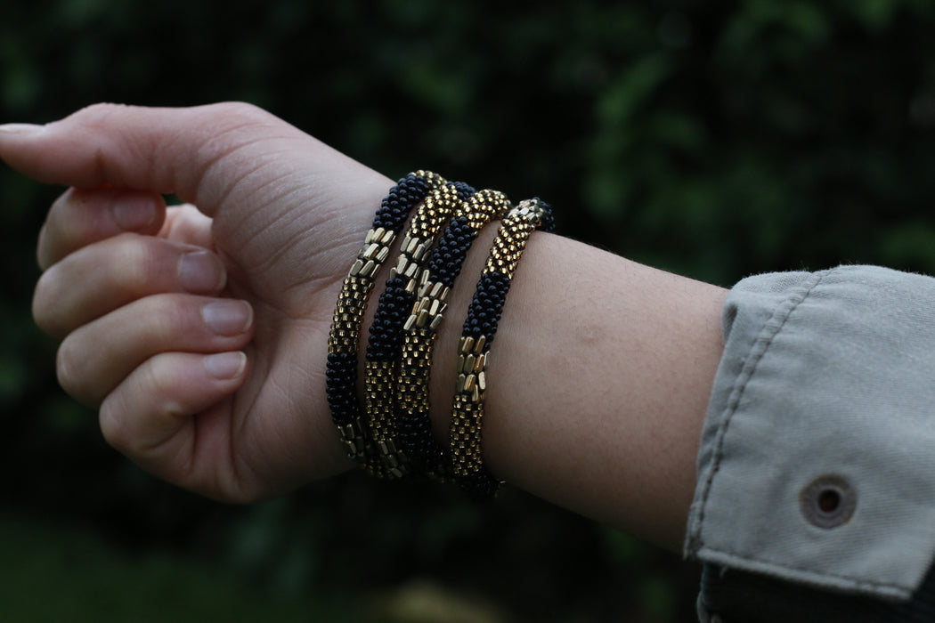 Black Golden Nepal bracelet Set of 4 - 3