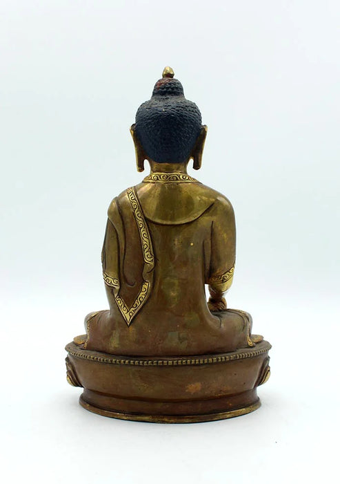 8 Inch Partly Gold Plated Copper Shakyamuni Buddha Statue - 2