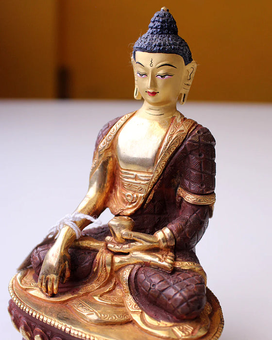 6-Inch Gold Plated Shakyamuni Buddha Statue - Handcrafted Masterpiece - 4