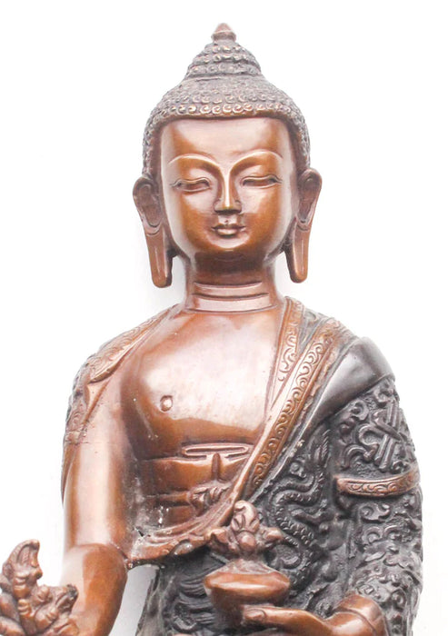8.2 Inch High Healing Buddha Statue - Medicine Buddha Copper Sculpture - 2