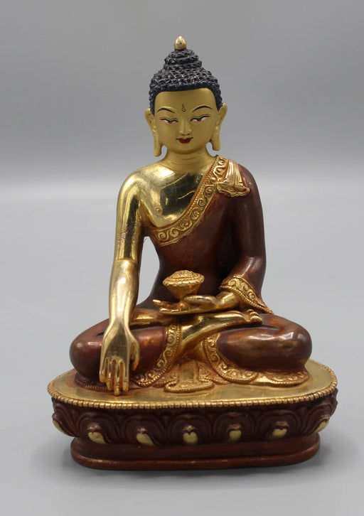 5.5-Inch Partly Gold Plated Akshobhya Buddha Statue - 5