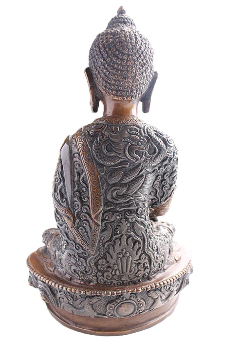8.2 Inch High Healing Buddha Statue - Medicine Buddha Copper Sculpture - 1