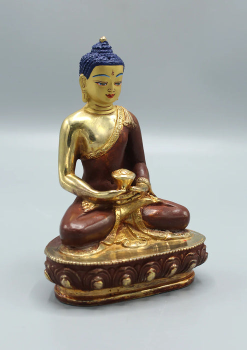 5.5-Inch Partly Gold Plated Amitabha Buddha Statue - 3
