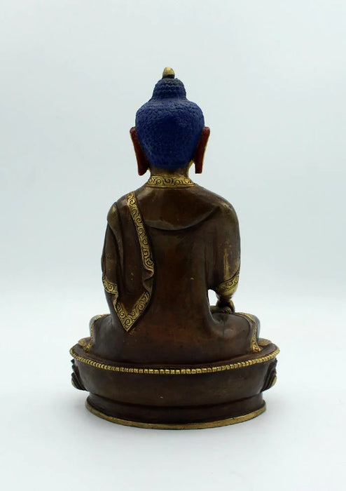 8 Inch Gold Plated Shakyamuni Buddha Statue - Copper Meditation Sculpture - 2