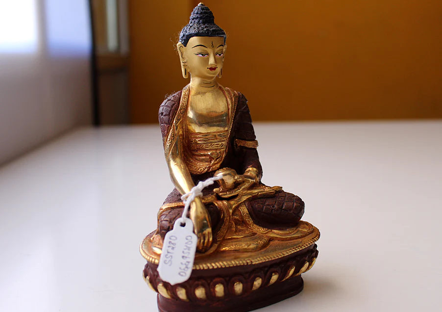 6-Inch Gold Plated Shakyamuni Buddha Statue - Handcrafted Masterpiece - 3