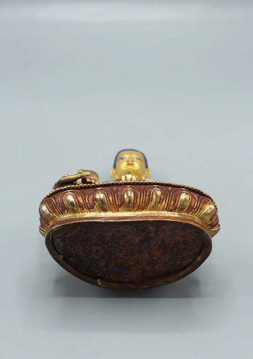 5.5" Medicine Buddha Copper Gold Plated Statue for Healing - 1