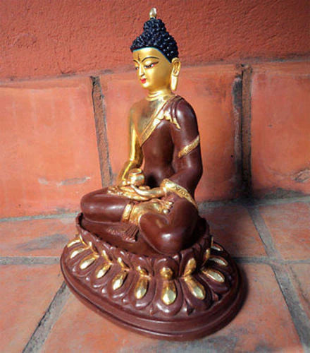 Amitabh Buddha Gold-Plated Copper Statue - Mastercrafted Meditation Art - 2