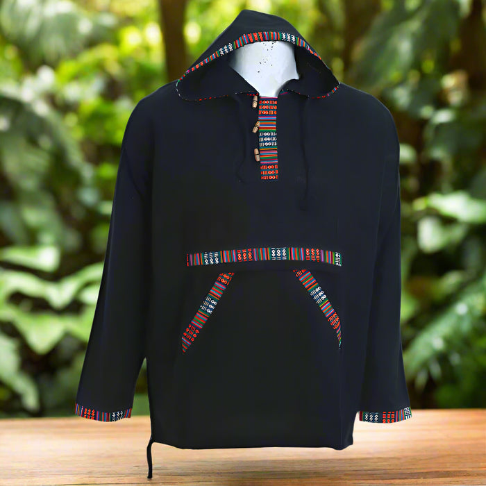 fair trade nepali cloth- black hoodie