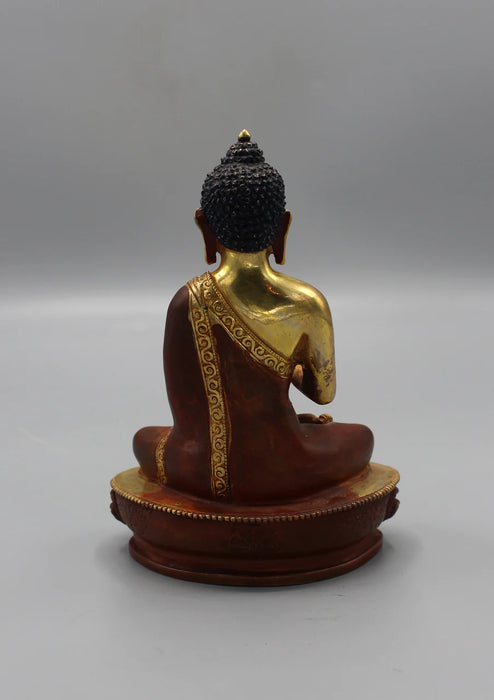 5.5-Inch Gold Plated Copper Amoghasiddhi Buddha Statue - 2