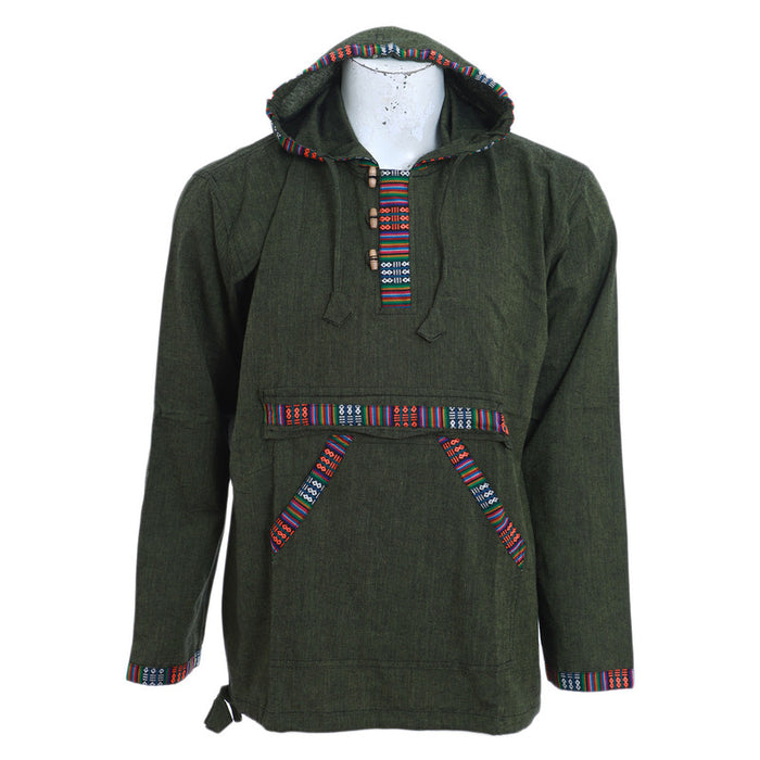 Fair Trade Nepal Light Cotton Hoodie, Green