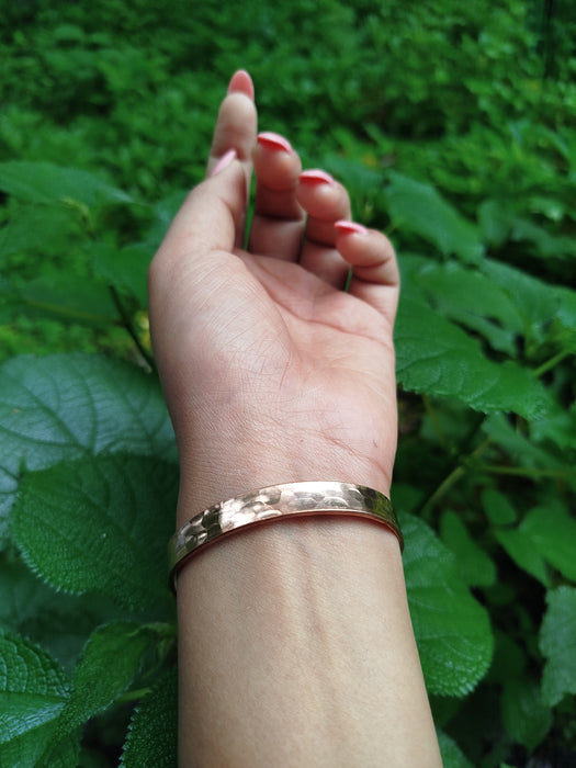 handbeaten copper bracelet top view