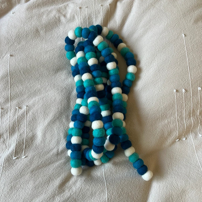 Handcrafted Felted Wool Christmas Garland 9ft 100% New Zealand Wool, Blue - 2